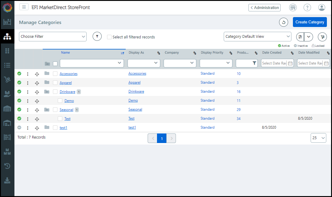 Manage Categories